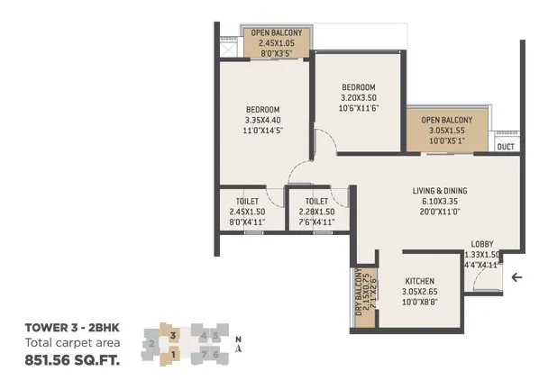 2bhk Floor Plan