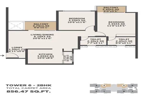 2bhk Floor Plan