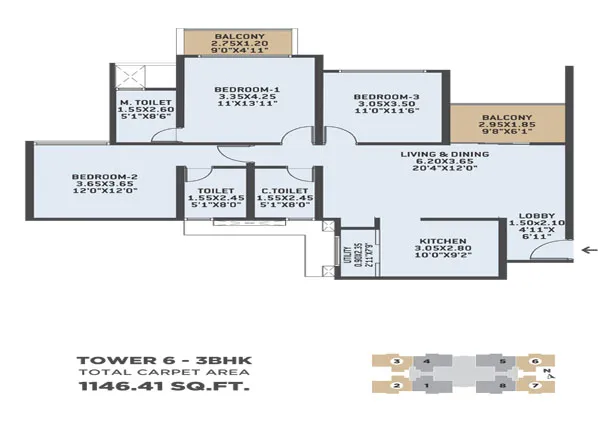 3bh kFloor Plan