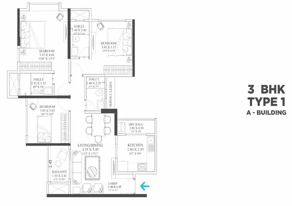 3bhkFloor Plan